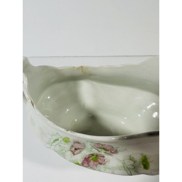 Excelsior Porcelain Gravy Boat Vintage Antique White Pink Green Floral Pattern - Picture 6 of 15